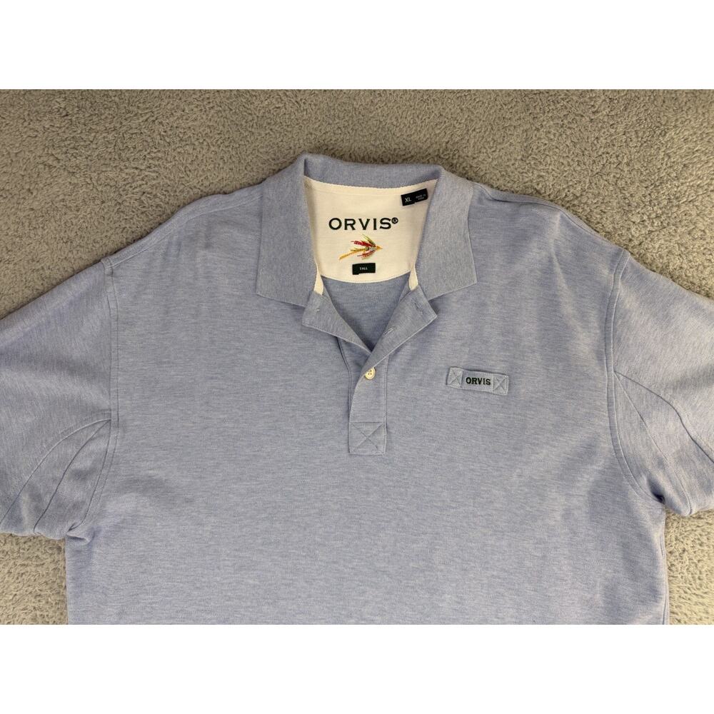Orvis Polo Shirt Mens XLT Blue Signature Short Sleeve Rugby Fly Fishing Outdoor